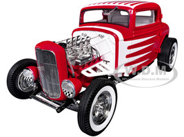 1932 Ford 3 Window Coupe Peppermint Twist Red with White Graphics Limited Edition to 372 pieces Worldwide 1/18 Diecast Model Car ACME A1805026