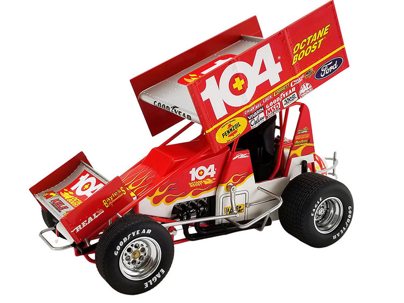Winged Sprint Car #104 Jeff Swindell Octane Boost Red with Graphics National Sprint Car Hall of Fame 1/18 Diecast Model Car ACME A1809527