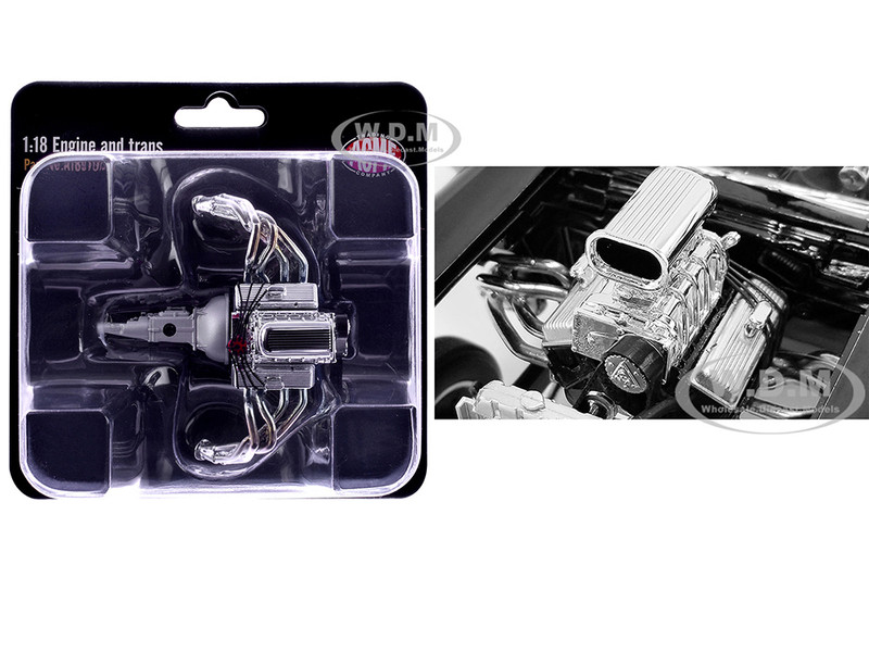 Blown 427 Engine & Transmission Replica from 1957 Chevrolet 150 Gasser 1/18 Model ACME A1807019E