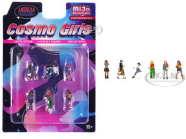 Cosmo Girls 6 piece Diecast Figure Set 6 Figures Limited Edition for 1/64 Scale Models American Diorama AD-2437MJ