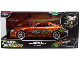 Brian s Toyota Supra Orange Color Brush Finish 25 Years of Fast & Furious Anniversary The Fast and the Furious 2001 Movie Fast & Furious Series 1/24 Diecast Model Car Jada 37703