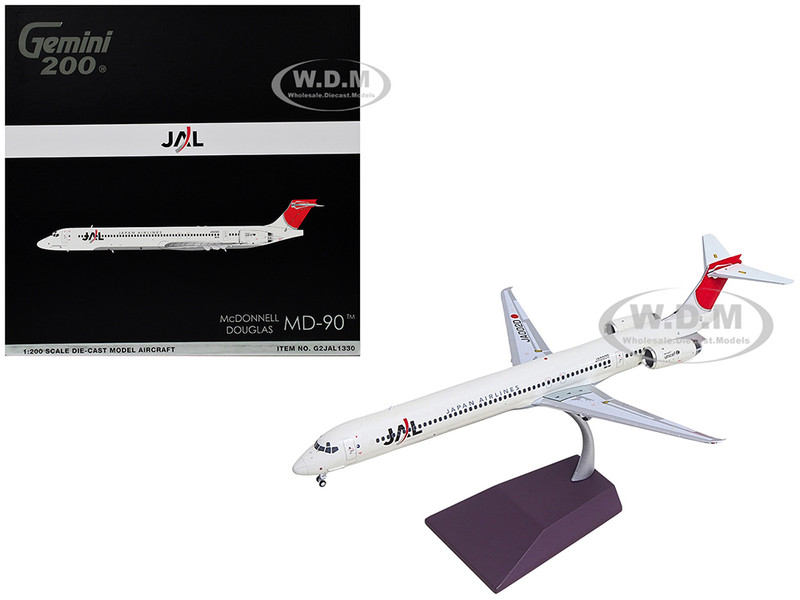 McDonnell Douglas MD 90 Commercial Aircraft Japan Airlines JA002D White with Red Tail Gemini 200 Series 1/200 Diecast Model Airplane GeminiJets G2JAL1330