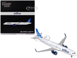 Airbus A321neo Commercial Aircraft JetBlue Airways N2180J White with Blue Tail Gemini 200 Series 1/200 Diecast Model Airplane GeminiJets G2JBU1336