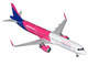 Airbus A321neo Commercial Aircraft Wizz Air G WUNB White and Pink with Purple Tail Gemini 200 Series 1/200 Diecast Model Airplane GeminiJets G2WUK1404
