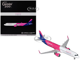 Airbus A321neo Commercial Aircraft Wizz Air G WUNB White and Pink with Purple Tail Gemini 200 Series 1/200 Diecast Model Airplane GeminiJets G2WUK1404