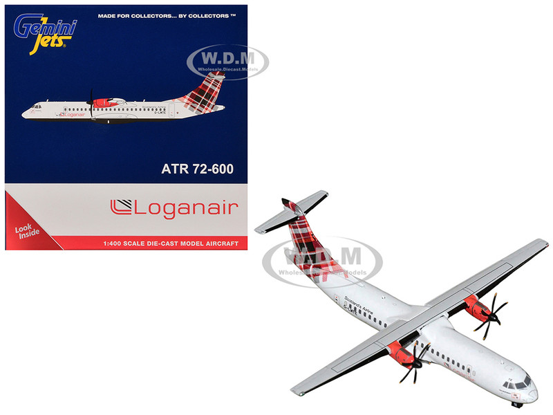 ATR 72 600 Commercial Aircraft Loganair Scotland s Airline G LMTE White with Red Plaid Tail 1/400 Diecast Model Airplane GeminiJets GJ2308