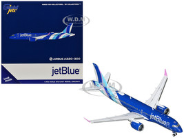 Airbus A220 300 Commercial Aircraft JetBlue Airways N3241J Blue with Striped Tail 1/400 Diecast Model Airplane GeminiJets GJ2338