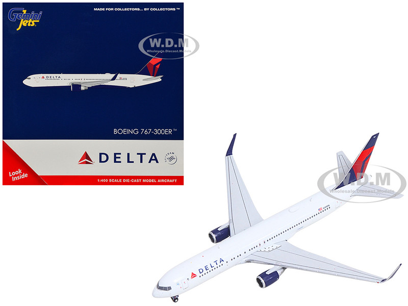 Boeing 767 300ER Commercial Aircraft Delta Air Lines N199DN White with Red and Blue Tail 1/400 Diecast Model Airplane GeminiJets GJ2363