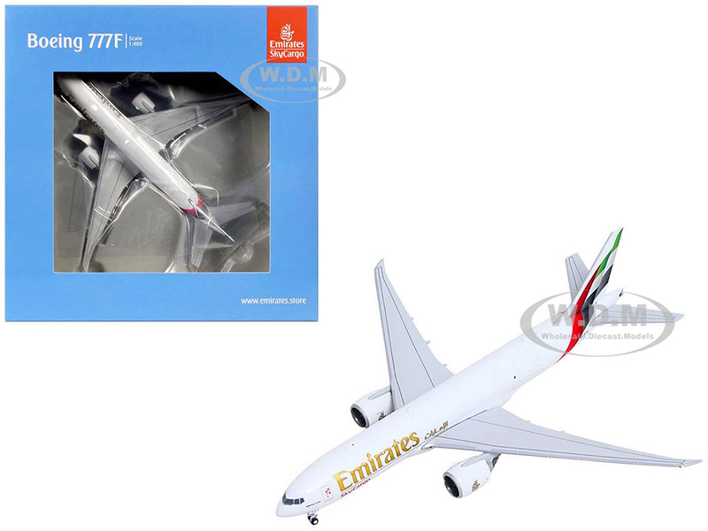 Boeing 777F Commercial Aircraft Emirates SkyCargo A6 EFV White with Striped Tail 1/400 Diecast Model Airplane GeminiJets GJ2381