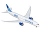Boeing 787 9 Commercial Aircraft with Flaps Down United Airlines 100 Years N61101 White with Graphics and Blue Tail 1/400 Diecast Model Airplane GeminiJets GJUAL2228F