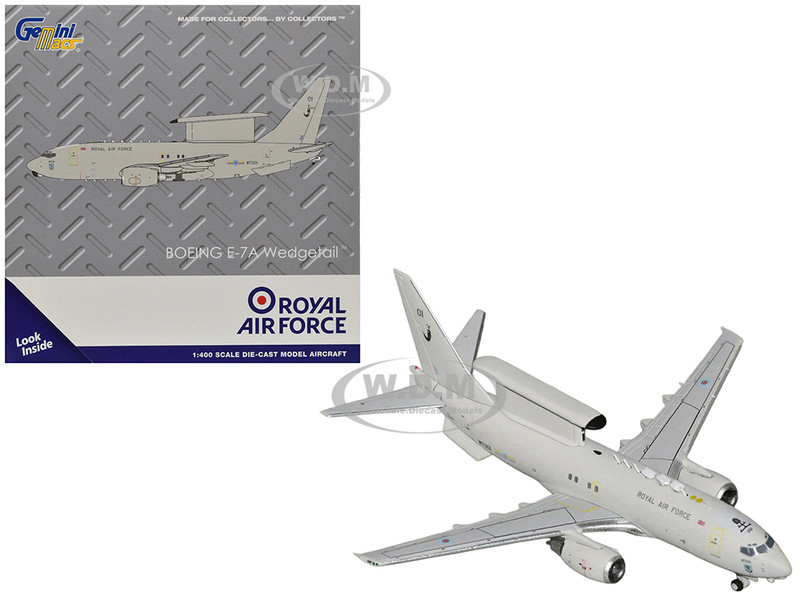 Boeing E 7A Wedgetail Aircraft Royal Air Force WT001 Gray Gemini Macs Series 1/400 Diecast Model Airplane GeminiJets GM150