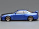 Nissan Skyline GT R R34 V Spec II RHD Right Hand Drive Bayside Blue Metallic with Carbon Hood Senior 64 Series 1/64 Diecast Model Car MotorHelix M63450-HK
