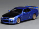 Nissan Skyline GT R R34 V Spec II RHD Right Hand Drive Bayside Blue Metallic with Carbon Hood Senior 64 Series 1/64 Diecast Model Car MotorHelix M63450-HK