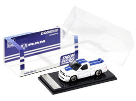 2003 Dodge Ram SRT 10 Pickup Truck White with Blue Stripes 1/64 Diecast Model Car Shoom64 Models SHOOM-103-005