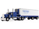 Peterbilt 351 with 63 Flat Top Sleeper and 40 Vintage Trailer with Reefer Western Distributing Blue Metallic and White 1/64 Diecast Model DCP/First Gear 60-2285