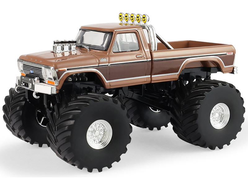 1978 Ford F 350 Monster Truck with 66 Inch Tires BFT Brown Two Tone Kings of Crunch Series 1/43 Diecast Model Car Greenlight 88051