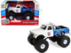 1972 Chevrolet K 10 Monster Truck Chevron 150th Anniversary White and Blue Metallic Kings of Crunch Series 1/43 Diecast Model Car Greenlight 88063