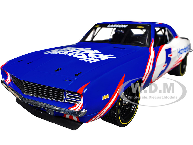 1969 Chevrolet Camaro #5 Kyle Larson Hendrick Motorsports First Win Tribute Blue and White with Graphics 1/18 Diecast Model Car Highway 61 HWY-18053