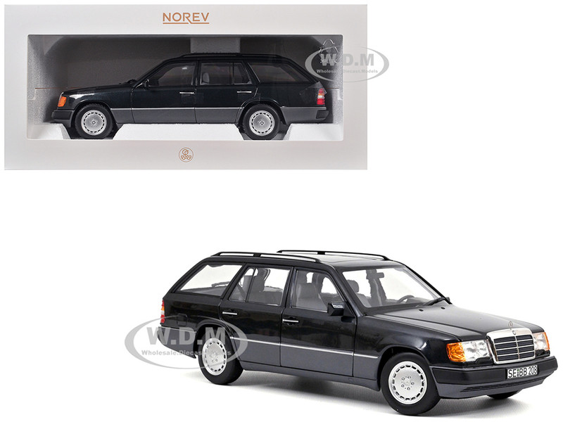 1990 Mercedes Benz 300 DT Model S124 Blue Black Metallic 1/18 Diecast Model Car Norev 183960