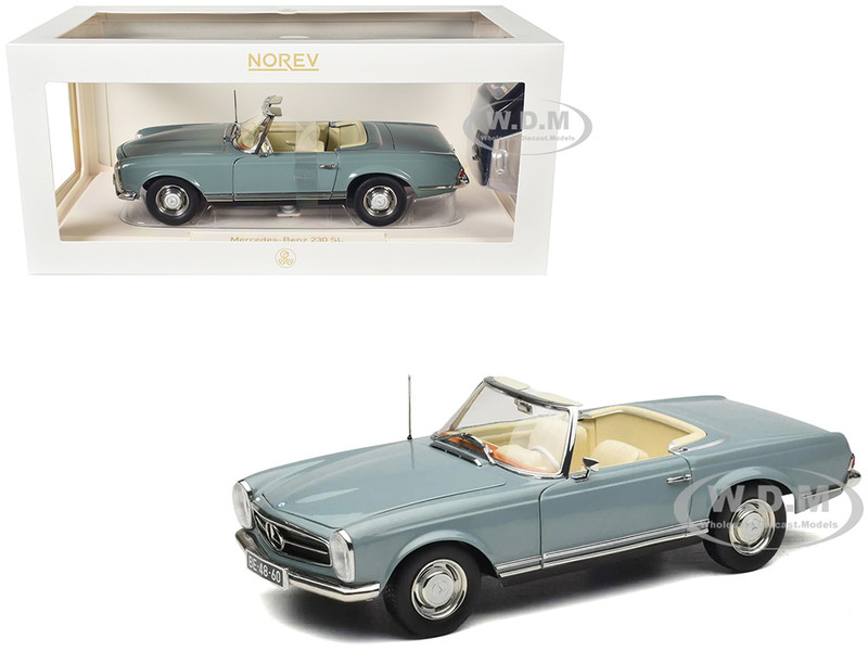 1963 Mercedes Benz 230 SEL Horizon Blue with Cream Interior 1/18 Diecast Model Car Norev 183992