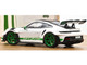 2022 Porsche 911 GT3 RS Weissach Pack White with Green Stripes And Carbon Hood and Top 1/18 Diecast Model Car Norev 187372