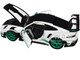 2022 Porsche 911 GT3 RS Weissach Pack White with Green Stripes And Carbon Hood and Top 1/18 Diecast Model Car Norev 187372