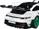 2022 Porsche 911 GT3 RS Weissach Pack White with Green Stripes And Carbon Hood and Top 1/18 Diecast Model Car Norev 187372