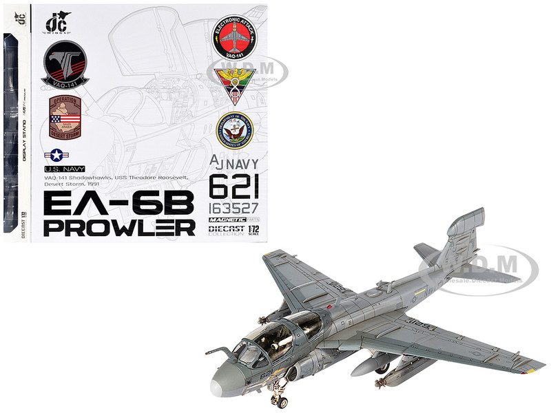 Grumman EA 6B Prowler Attack Aircraft VAQ 141 Shadowhawks Desert Storm 1991 United States Navy 1/72 Diecast Model Wings JCW-72-EA6B-010