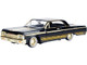 1964 Chevrolet Impala Lowrider Black with Gold Graphics and Wheels Midnight Eclipse Series 1/24 Diecast Model Car Motormax 79202BK