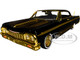 1964 Chevrolet Impala Lowrider Black with Gold Graphics and Wheels Midnight Eclipse Series 1/24 Diecast Model Car Motormax 79202BK