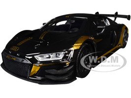 Audi R8 LMS GT3 Black with Gold Stripes and Graphics Midnight Eclipse Series 1/24 Diecast Model Car Motormax 79208BK