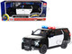 2025 Chevrolet Tahoe PPV Black and White Builder s Kit with Flashing Light Bar and Front and Rear Lights and Sounds 1/24 Diecast Model Car Motormax 79623BKW