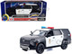 2025 Chevrolet Tahoe PPV LAPD Los Angeles Police Department Black and White with Flashing Light Bar and Front and Rear Lights and Sounds 1/24 Diecast Model Car Motormax 79627