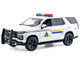 2025 Chevrolet Tahoe PPV RCMP Royal Canadian Mounted Police White with Stripes with Flashing Light Bar and Front and Rear Lights and Sounds 1/24 Diecast Model Car Motormax 79628