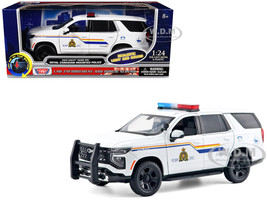 2025 Chevrolet Tahoe PPV RCMP Royal Canadian Mounted Police White with Stripes with Flashing Light Bar and Front and Rear Lights and Sounds 1/24 Diecast Model Car Motormax 79628