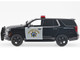 2025 Chevrolet Tahoe PPV CHP California Highway Patrol Black and White with Flashing Light Bar and Front and Rear Lights and Sounds 1/24 Diecast Model Car Motormax 79629