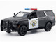 2025 Chevrolet Tahoe PPV CHP California Highway Patrol Black and White with Flashing Light Bar and Front and Rear Lights and Sounds 1/24 Diecast Model Car Motormax 79629
