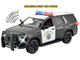 2025 Chevrolet Tahoe PPV CHP California Highway Patrol Black and White with Flashing Light Bar and Front and Rear Lights and Sounds 1/24 Diecast Model Car Motormax 79629
