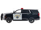 2025 Chevrolet Tahoe PPV CHP California Highway Patrol Black and White with Flashing Light Bar and Front and Rear Lights and Sounds 1/24 Diecast Model Car Motormax 79629