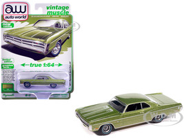1971 Plymouth Sport Fury GT Amber Sherwood Green Metallic with White Graphics Vintage Muscle Series 1/64 Diecast Model Car Auto World 64532-AWSP211A