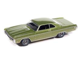 1971 Plymouth Sport Fury GT Amber Sherwood Green Metallic with White Graphics Vintage Muscle Series 1/64 Diecast Model Car Auto World 64532-AWSP211A