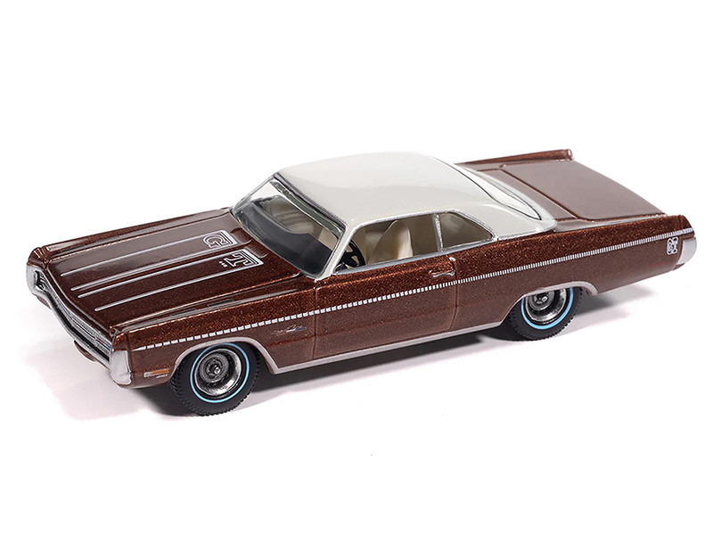 1971 Plymouth Sport Fury GT Autumn Bronze Metallic with White Graphics and Top Vintage Muscle Series 1/64 Diecast Model Car Auto World 64532-AWSP211B