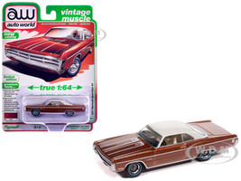 1971 Plymouth Sport Fury GT Autumn Bronze Metallic with White Graphics and Top Vintage Muscle Series 1/64 Diecast Model Car Auto World 64532-AWSP211B