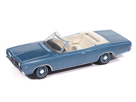 1968 Dodge Coronet 500 Convertible Pale Blue Metallic with White Interior Vintage Muscle Series 1/64 Diecast Model Car Auto World 64532-AWSP212A