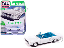 1968 Dodge Coronet 500 Convertible White with Blue Interior Vintage Muscle Series 1/64 Diecast Model Car Auto World 64532-AWSP212A