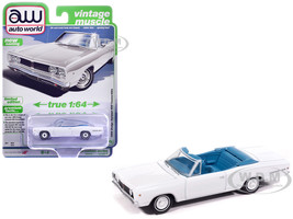 1968 Dodge Coronet 500 Convertible White with Blue Interior Vintage Muscle Series 1/64 Diecast Model Car Auto World 64532-AWSP212A