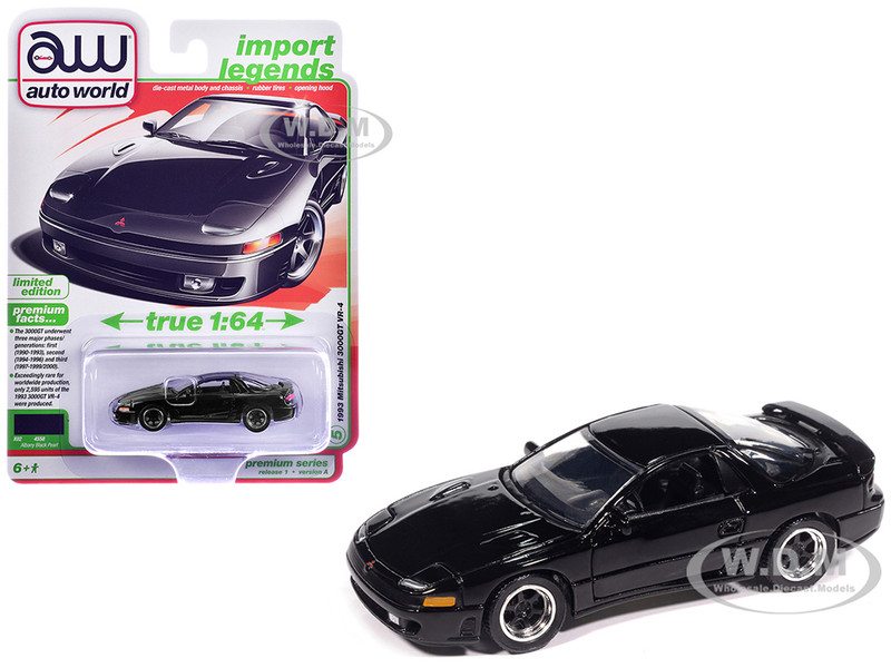 1993 Mitsubishi 3000GT VR 4 Albany Black Pearl Import Legends Series 1/64 Diecast Model Car Auto World 64532-AWSP214A