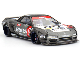 Honda NSX Kaido Test Car Spec V1 #9 Gray Metallic with Carbon Top and Graphics Designed by Jun Imai Kaido House Special 1/64 Diecast Model Car Mini GT KHMG190