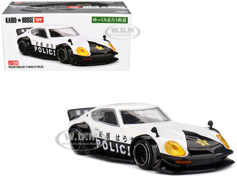 Nissan Fairlady Z RHD Right Hand Drive Kaido GT Police Black and White Designed by Jun Imai Kaido House Special 1/64 Diecast Model Car Mini GTKHMG208