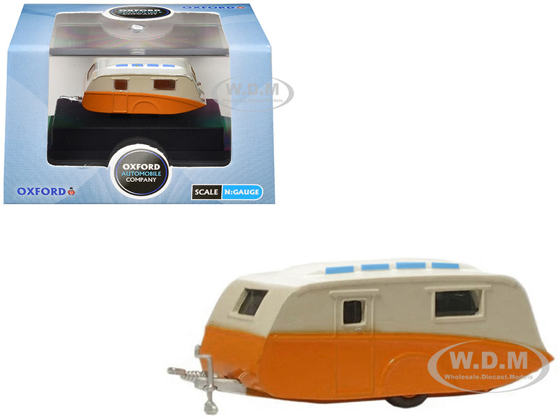 Caravan Trailer Cream and Orange 1/148 (N) Scale Diecast Model Car Oxford Diecast NCV001